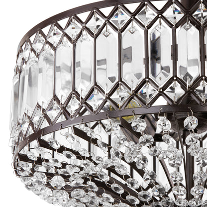 Lampada a sospensione semi-a soffitto Silver Orchid Furey in vetro a strati, color bronzo/oro - 37,5 cm L x 37,5 cm L x 38,8 cm H