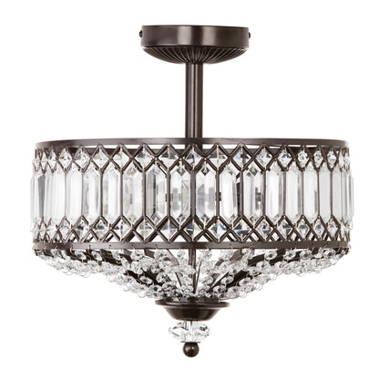 Lampada a sospensione semi-a soffitto Silver Orchid Furey in vetro a strati, color bronzo/oro - 37,5 cm L x 37,5 cm L x 38,8 cm H