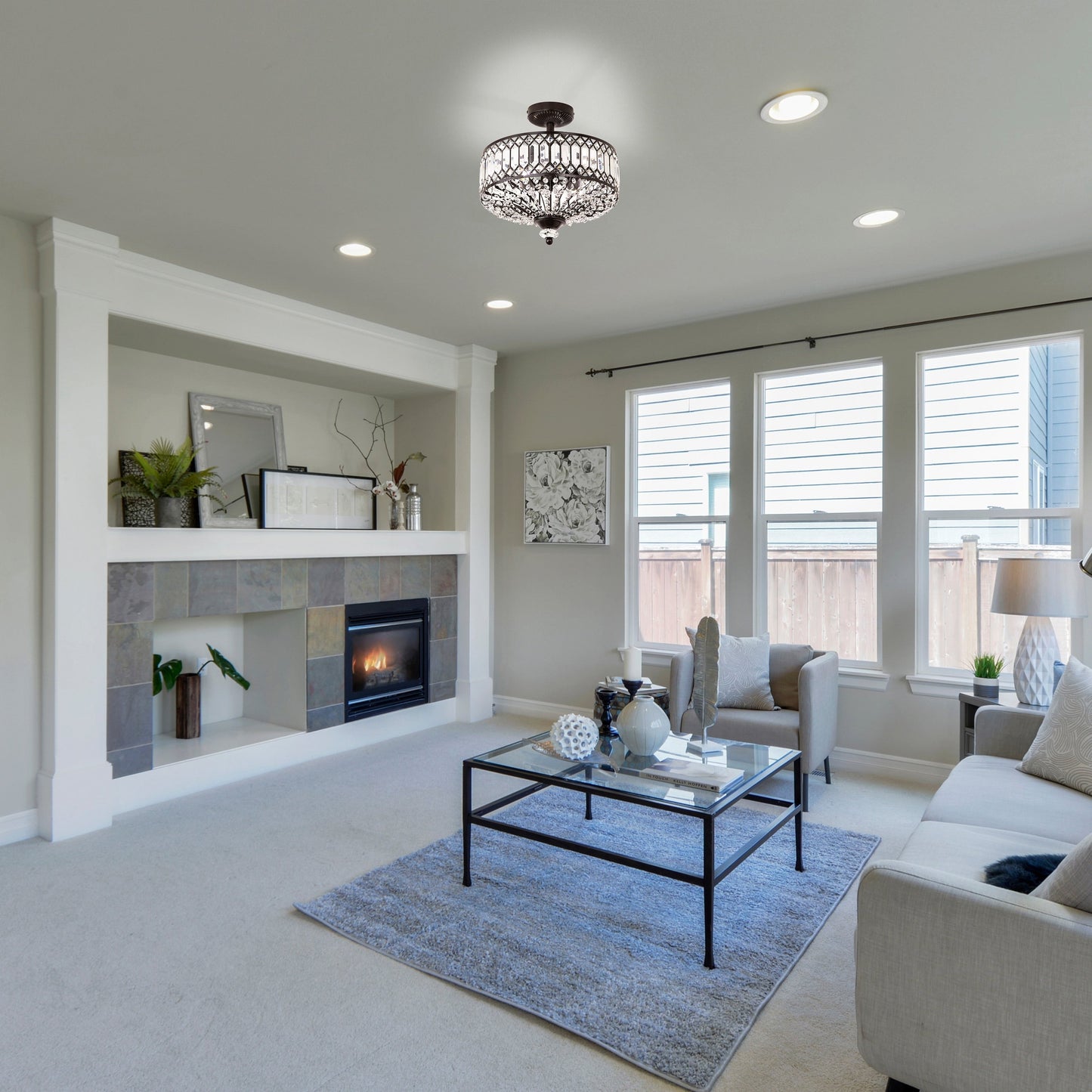 Lampada a sospensione semi-a soffitto Silver Orchid Furey in vetro a strati, color bronzo/oro - 37,5 cm L x 37,5 cm L x 38,8 cm H