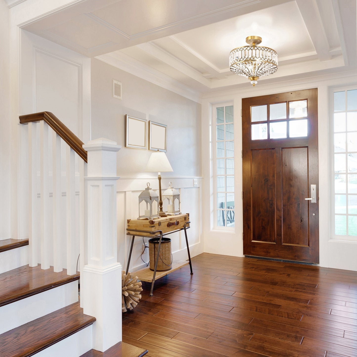 Lampada a sospensione semi-a soffitto Silver Orchid Furey in vetro a strati, color bronzo/oro - 37,5 cm L x 37,5 cm L x 38,8 cm H