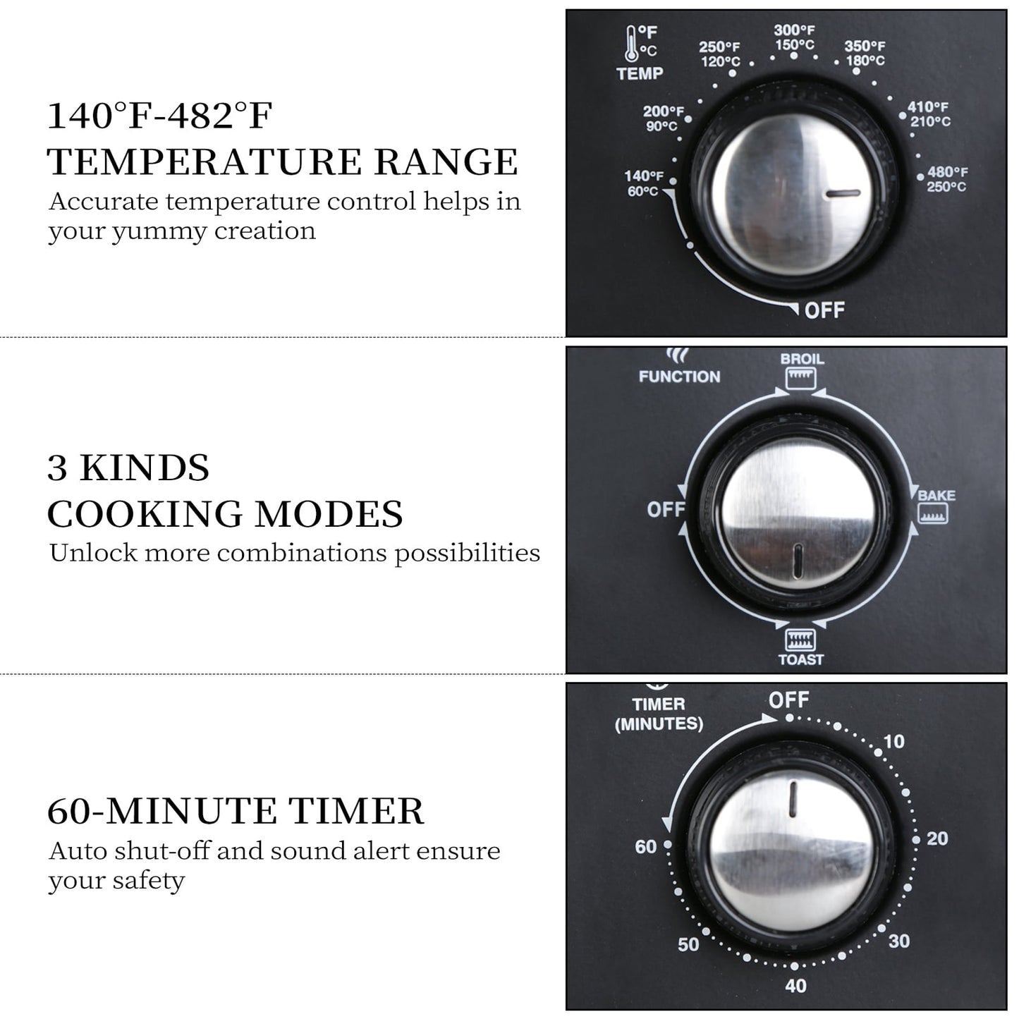 Forno tostapane semplice con capacità di 20 litri, tostapane da banco compatto, facile da controllare con impostazioni di timer, cottura, grigliatura e tostatura.