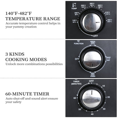 Forno tostapane semplice con capacità di 20 litri, tostapane da banco compatto, facile da controllare con impostazioni di timer, cottura, grigliatura e tostatura.