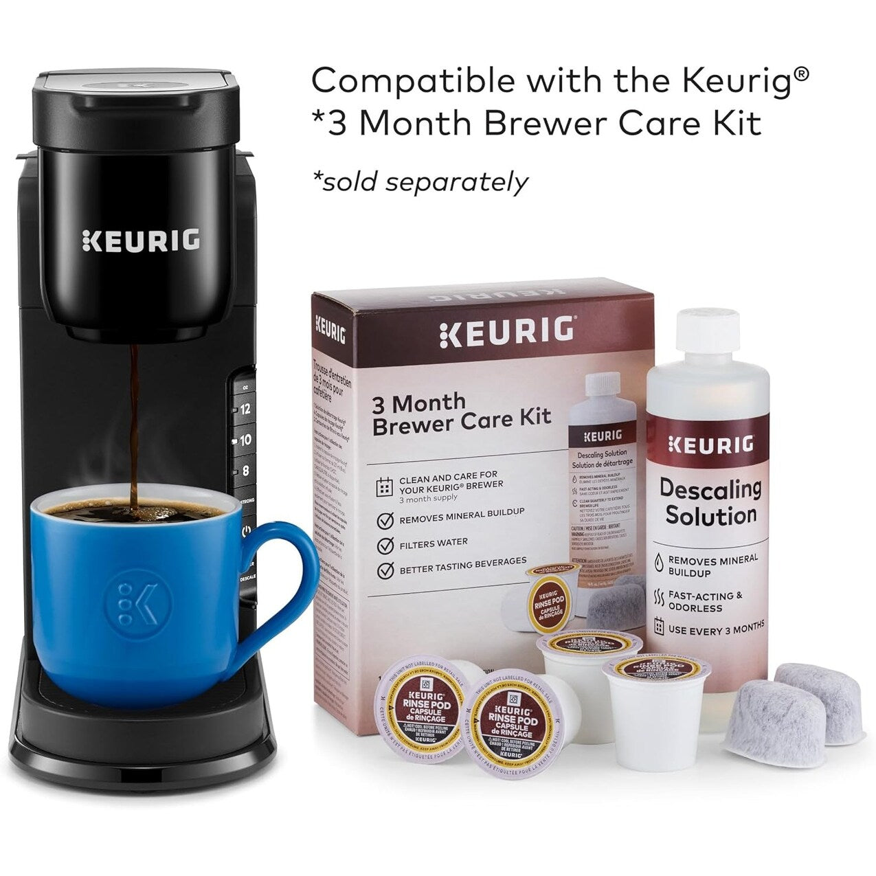 Macchina per caffè con capsule K-Cup per una singola porzione, 3 dimensioni di tazza, funzione "Strong Brew", serbatoio da 42 once, colore nero.