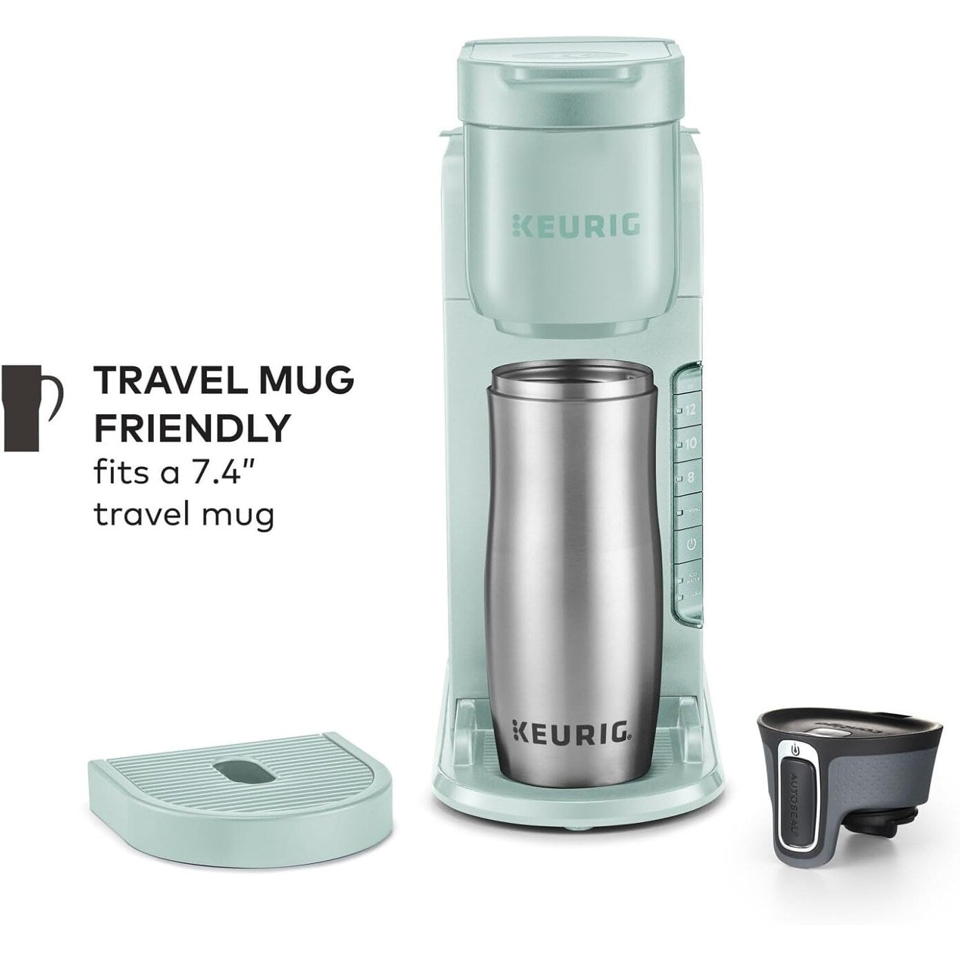 Macchina per caffè con capsule K-Cup per una porzione, 3 dimensioni di tazza, funzione "caffè forte", serbatoio da 42 once, colore menta.