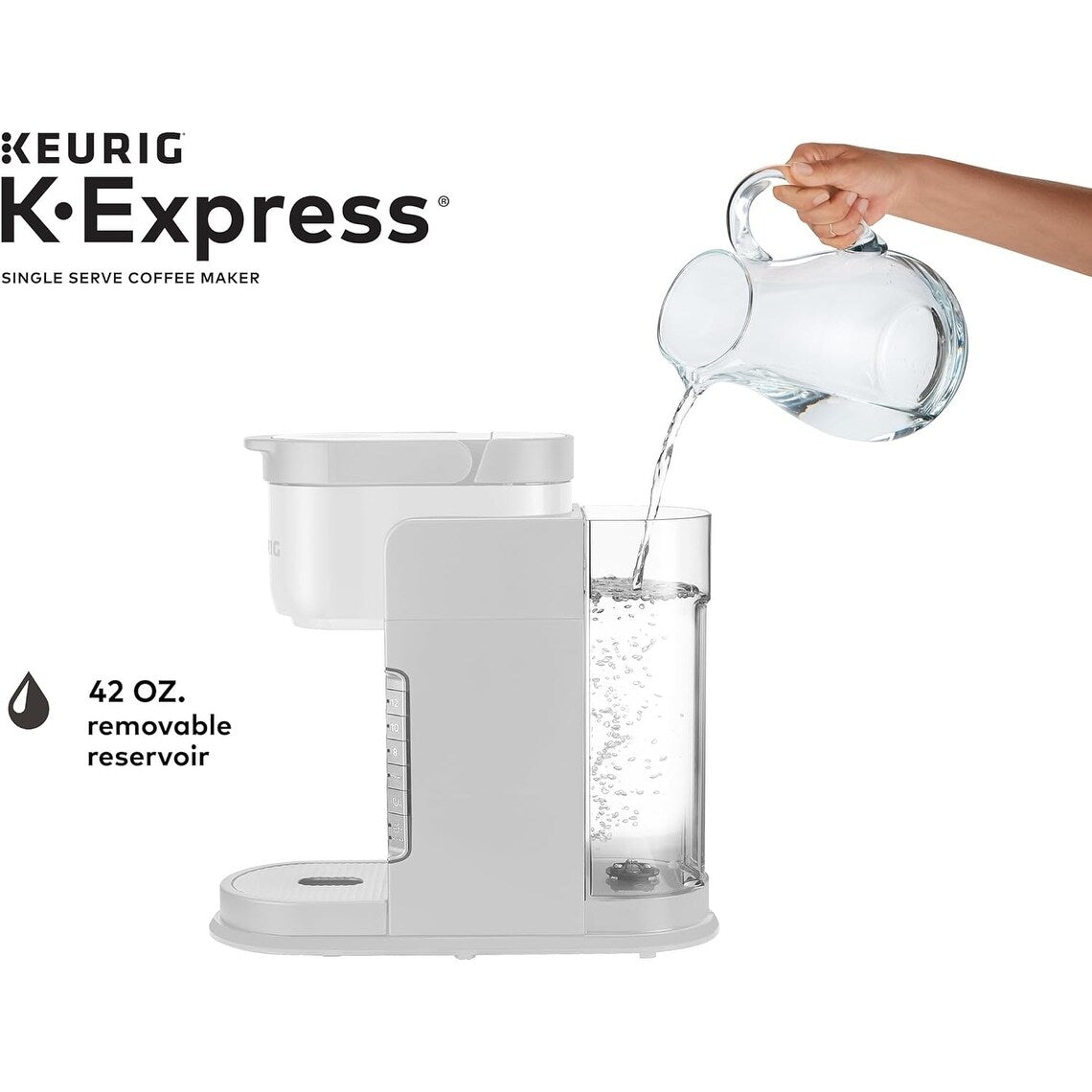 Macchina per caffè con capsule K-Cup per una singola porzione, 3 dimensioni di tazza, caffè più forte, serbatoio da 42 once, pietra riscaldante