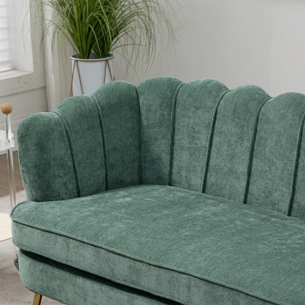 Divano Piccolo Mini per Camera da Letto, Divano a Due Posti con Gambe in Metallo Dorato - 2 Posti