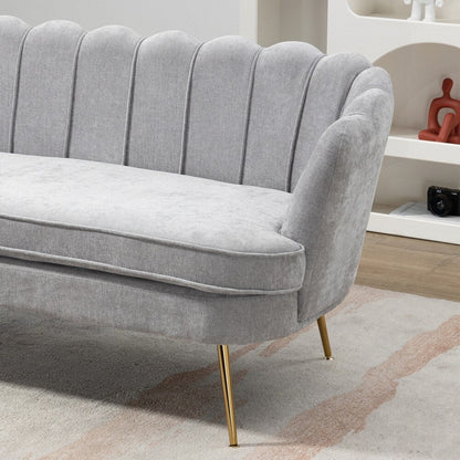 Divano Piccolo Mini per Camera da Letto, Divano a Due Posti con Gambe in Metallo Dorato - 2 Posti