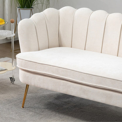 Divano Piccolo Mini per Camera da Letto, Divano a Due Posti con Gambe in Metallo Dorato - 2 Posti