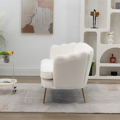 Divano Piccolo Mini per Camera da Letto, Divano a Due Posti con Gambe in Metallo Dorato - 2 Posti