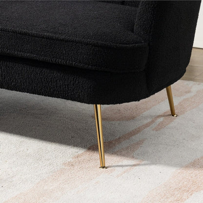 Divano Piccolo Mini per Camera da Letto, Divano a Due Posti con Gambe in Metallo Dorato - 2 Posti