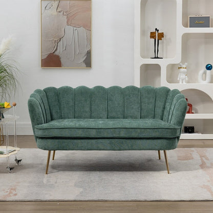 Divano Piccolo Mini per Camera da Letto, Divano a Due Posti con Gambe in Metallo Dorato - 2 Posti