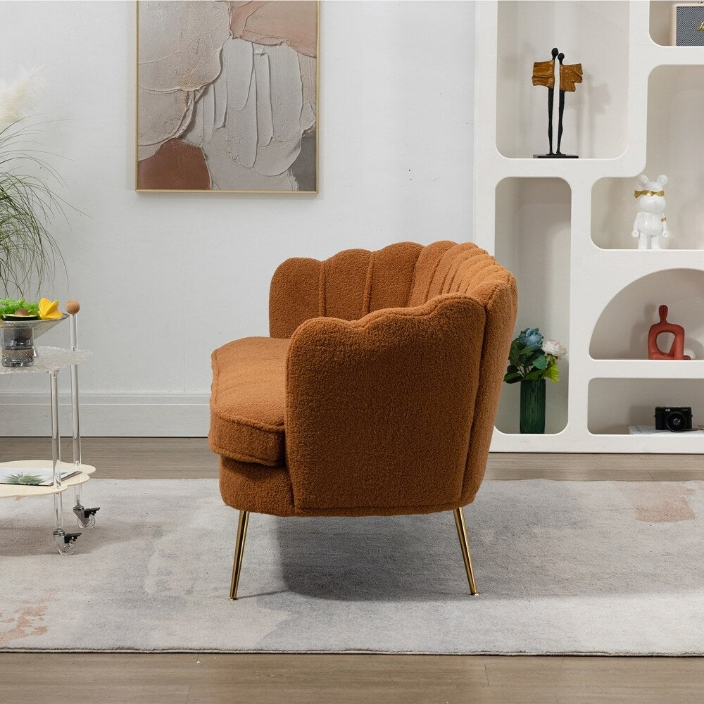 Divano Piccolo Mini per Camera da Letto, Divano a Due Posti con Gambe in Metallo Dorato - 2 Posti