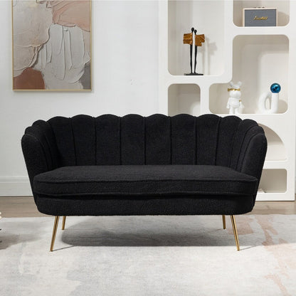 Divano Piccolo Mini per Camera da Letto, Divano a Due Posti con Gambe in Metallo Dorato - 2 Posti