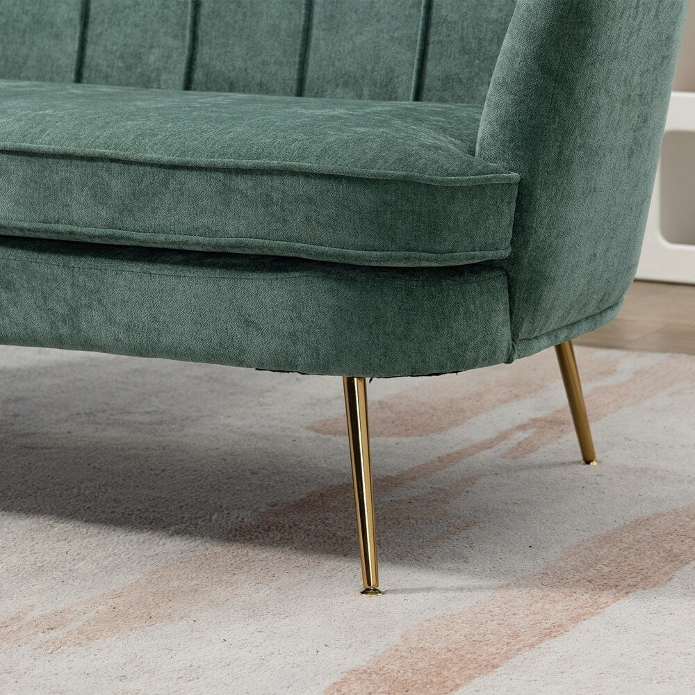 Divano Piccolo Mini per Camera da Letto, Divano a Due Posti con Gambe in Metallo Dorato - 2 Posti