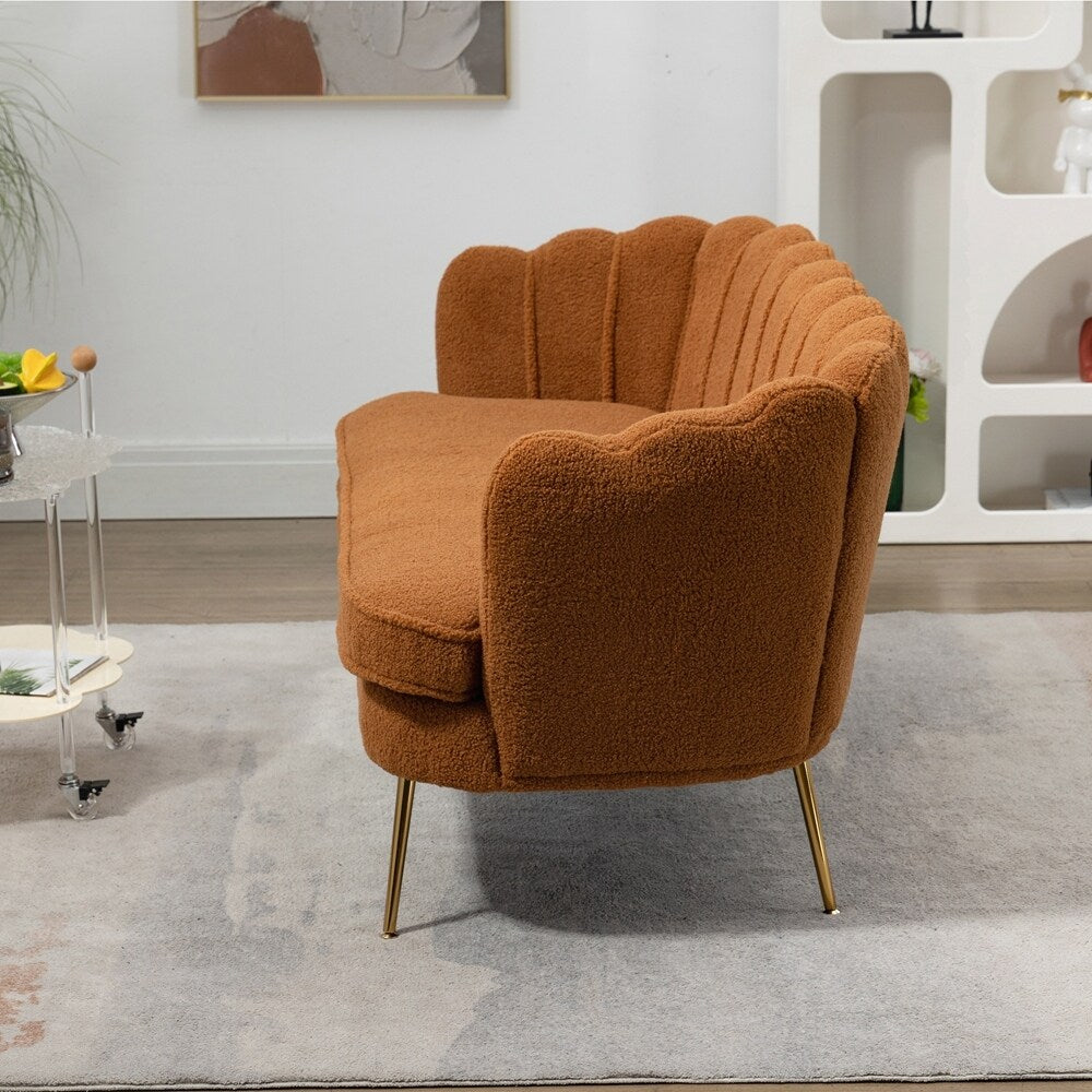 Divano Piccolo Mini per Camera da Letto, Divano a Due Posti con Gambe in Metallo Dorato - 2 Posti