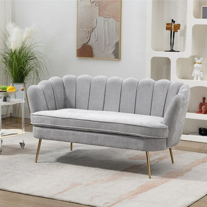 Divano Piccolo Mini per Camera da Letto, Divano a Due Posti con Gambe in Metallo Dorato - 2 Posti