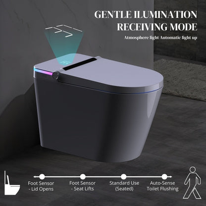 WC intelligente, bidet a un pezzo per bagni, WC moderno allungato con acqua calda, doppio scarico automatico, funzionamento a sensore di prossimità.