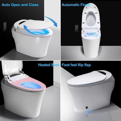 WC intelligente, bidet a un pezzo per bagni, WC moderno allungato con acqua calda, doppio scarico automatico, funzionamento a sensore di prossimità.