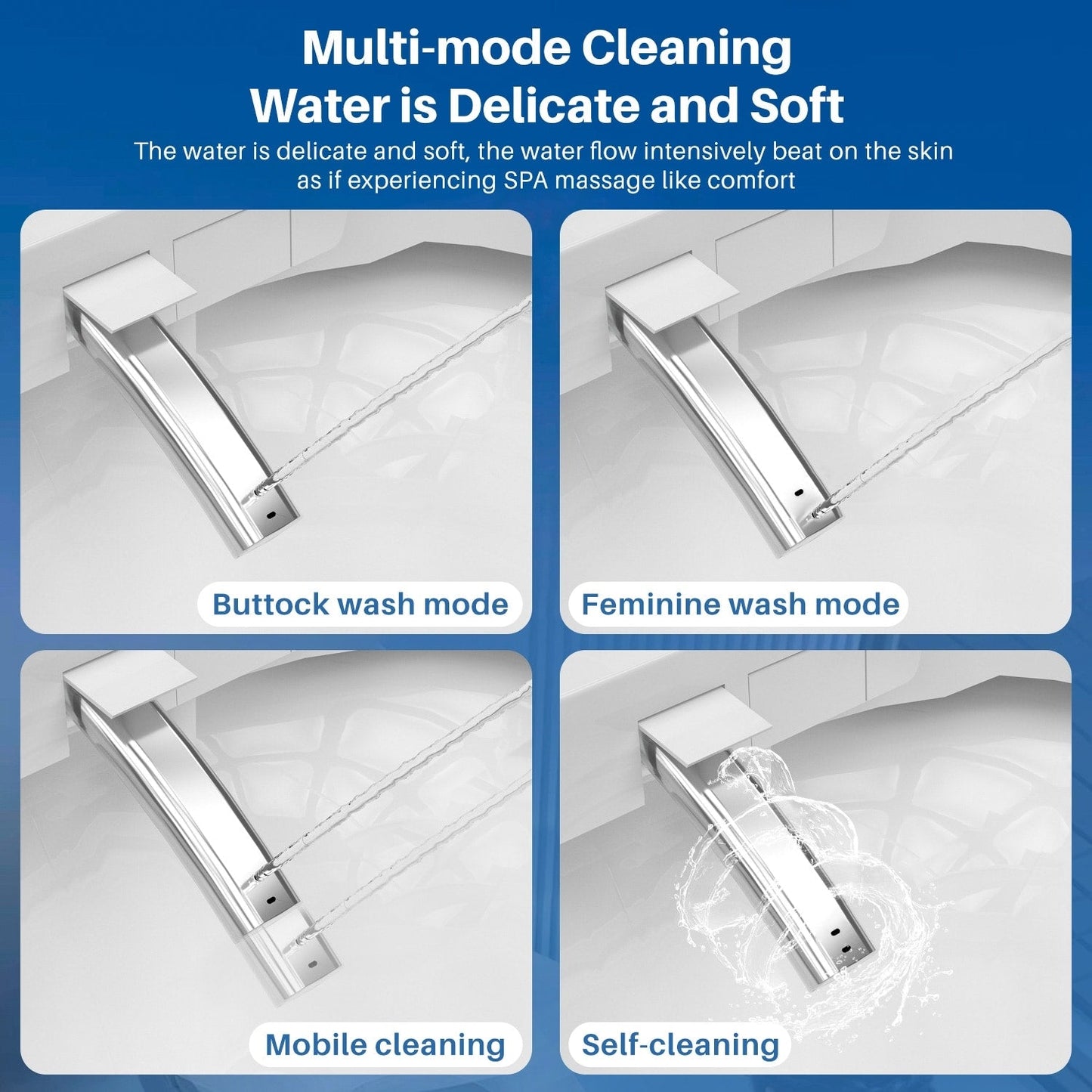 WC intelligente, bidet a un pezzo per bagni, WC moderno allungato con acqua calda, doppio scarico automatico, funzionamento a sensore di prossimità.