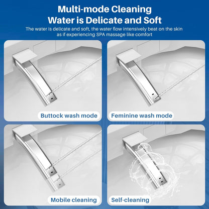 WC intelligente, bidet a un pezzo per bagni, WC moderno allungato con acqua calda, doppio scarico automatico, funzionamento a sensore di prossimità.