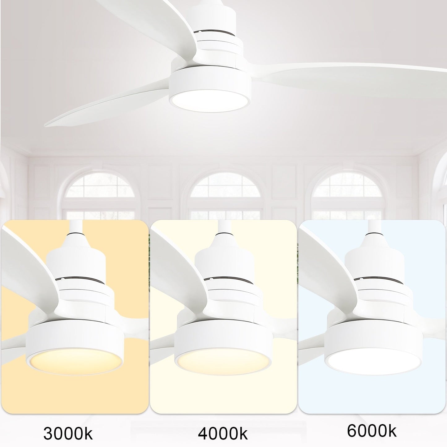 Sofucor Ventilatore da soffitto interno in legno da 52 pollici con luce e telecomando, luce integrata opzionale