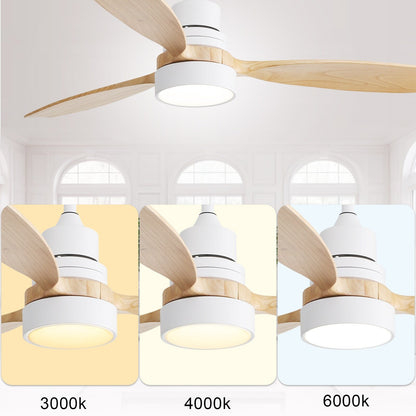 Sofucor Ventilatore da soffitto interno in legno da 52 pollici con luce e telecomando, luce integrata opzionale