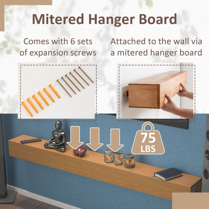 Mensola sospesa per camino da parete in pino massello