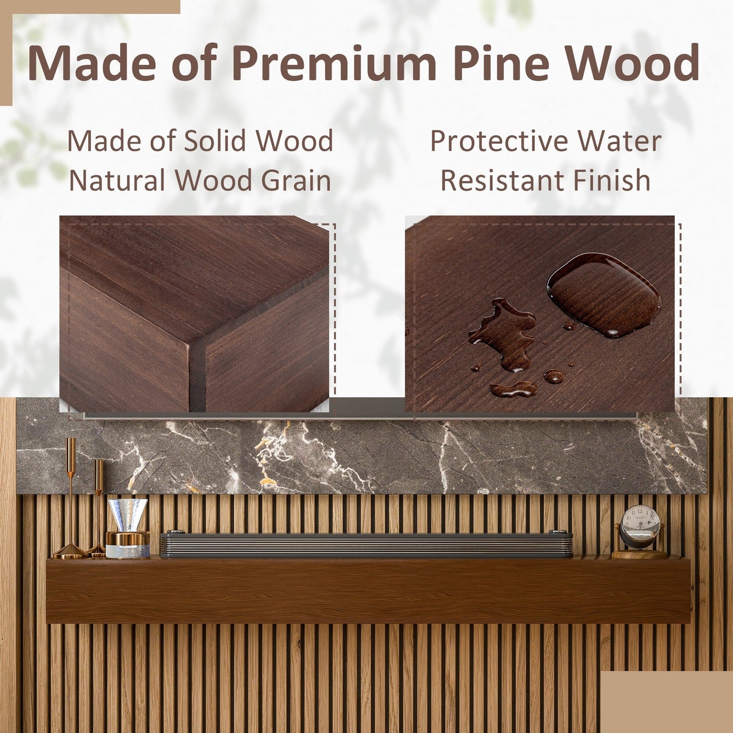 Mensola sospesa per camino da parete in pino massello