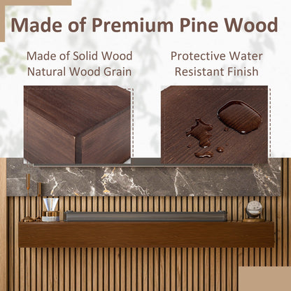 Mensola sospesa per camino da parete in pino massello