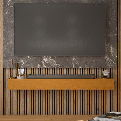 Mensola sospesa per camino da parete in pino massello