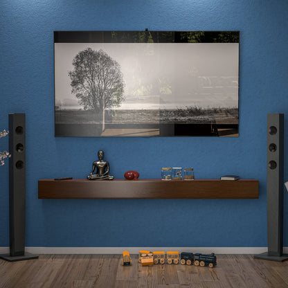 Mensola sospesa per camino da parete in pino massello