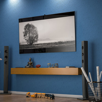 Mensola sospesa per camino da parete in pino massello