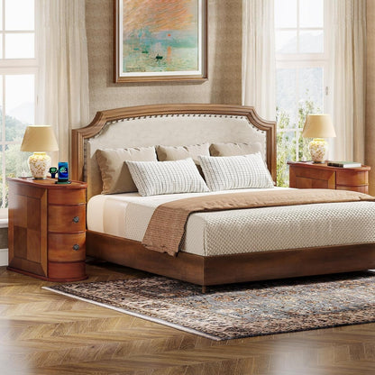 Tavolino da comodino in legno massello, tavolino laterale sottile con due cassetti.