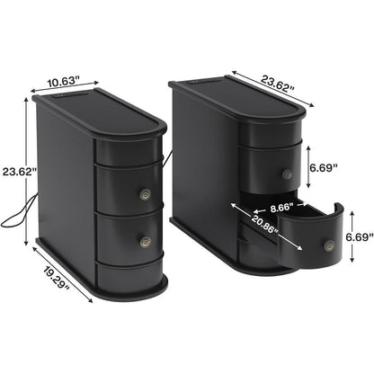 Tavolino da comodino in legno massello, tavolino laterale sottile con due cassetti.