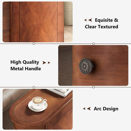 Tavolino da comodino in legno massello, tavolino laterale sottile con due cassetti.