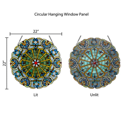 Pannello a finestra in vetro colorato vittoriano da 22 pollici di River of Goods