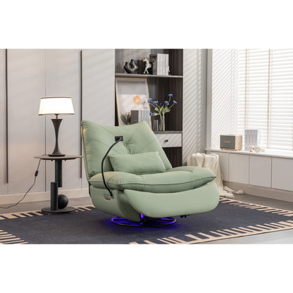 Swivel Glider Power Recliner with Bluetooth Speakers, Phone Holder, USB and Type-C Charging Ports, Hidden Arm Storage