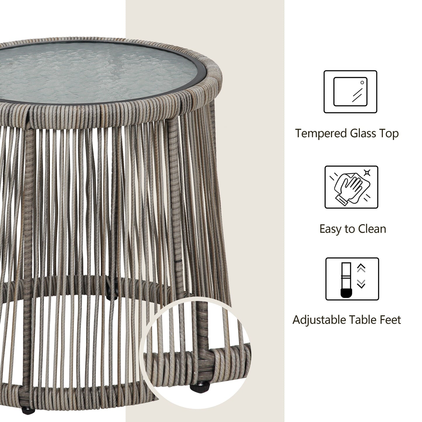 Set da Bistro in vimini da esterno da 3 pezzi, mobili da patio in rattan resistenti alle intemperie con cuscini.