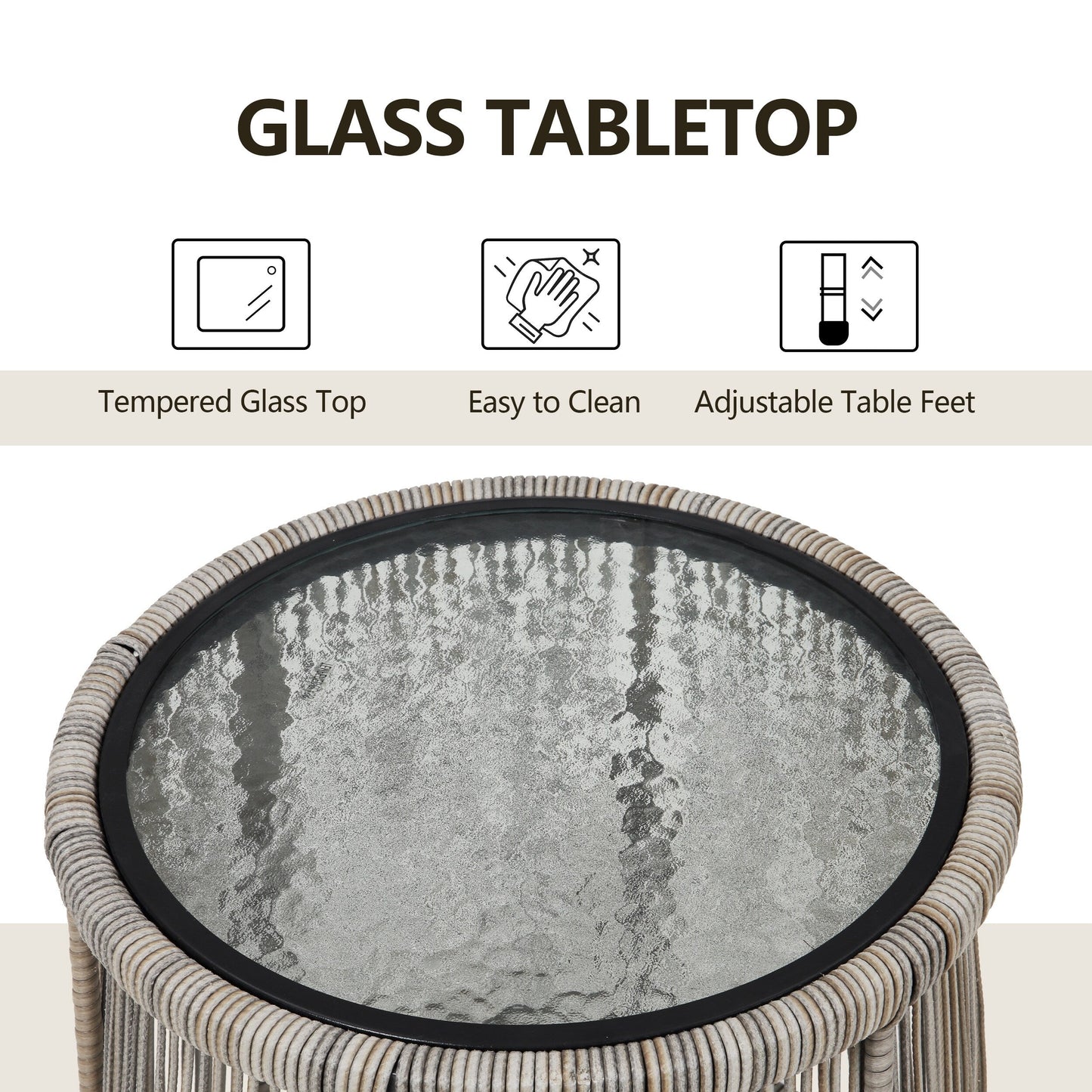 Set da Bistro in vimini da esterno da 3 pezzi, mobili da patio in rattan resistenti alle intemperie con cuscini.