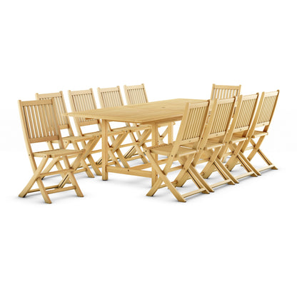 Set da pranzo da esterno Amazonia in legno di tek certificato FSC, 11 pezzi - 10 posti - 11 pezzi