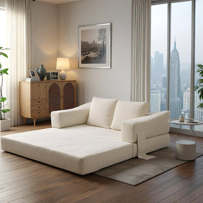 Divano letto trasformabile imbottito da 70,87 pollici, comodo divano letto trasformabile a forma di sedia per soggiorno, camera da letto, tessuto in chenille.