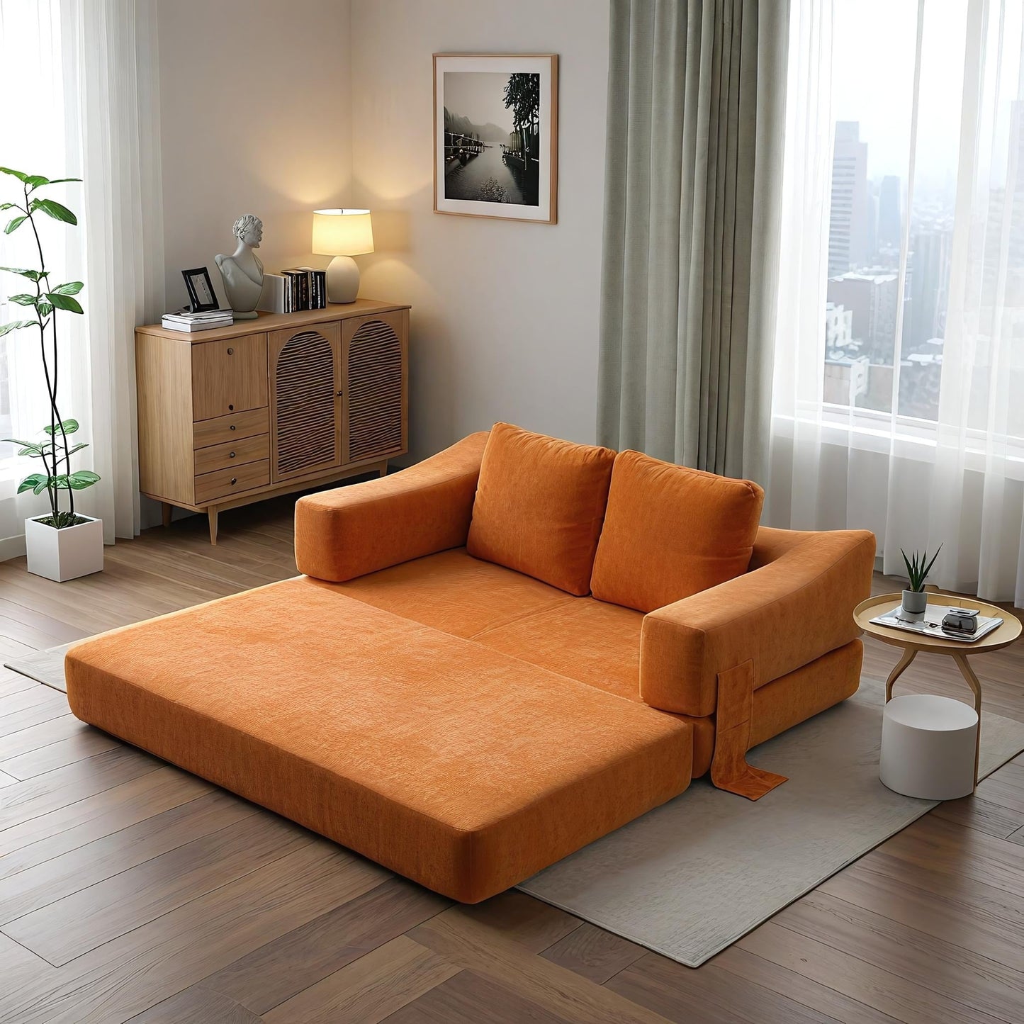 Divano letto trasformabile imbottito da 70,87 pollici, comodo divano letto trasformabile a forma di sedia per soggiorno, camera da letto, tessuto in chenille.