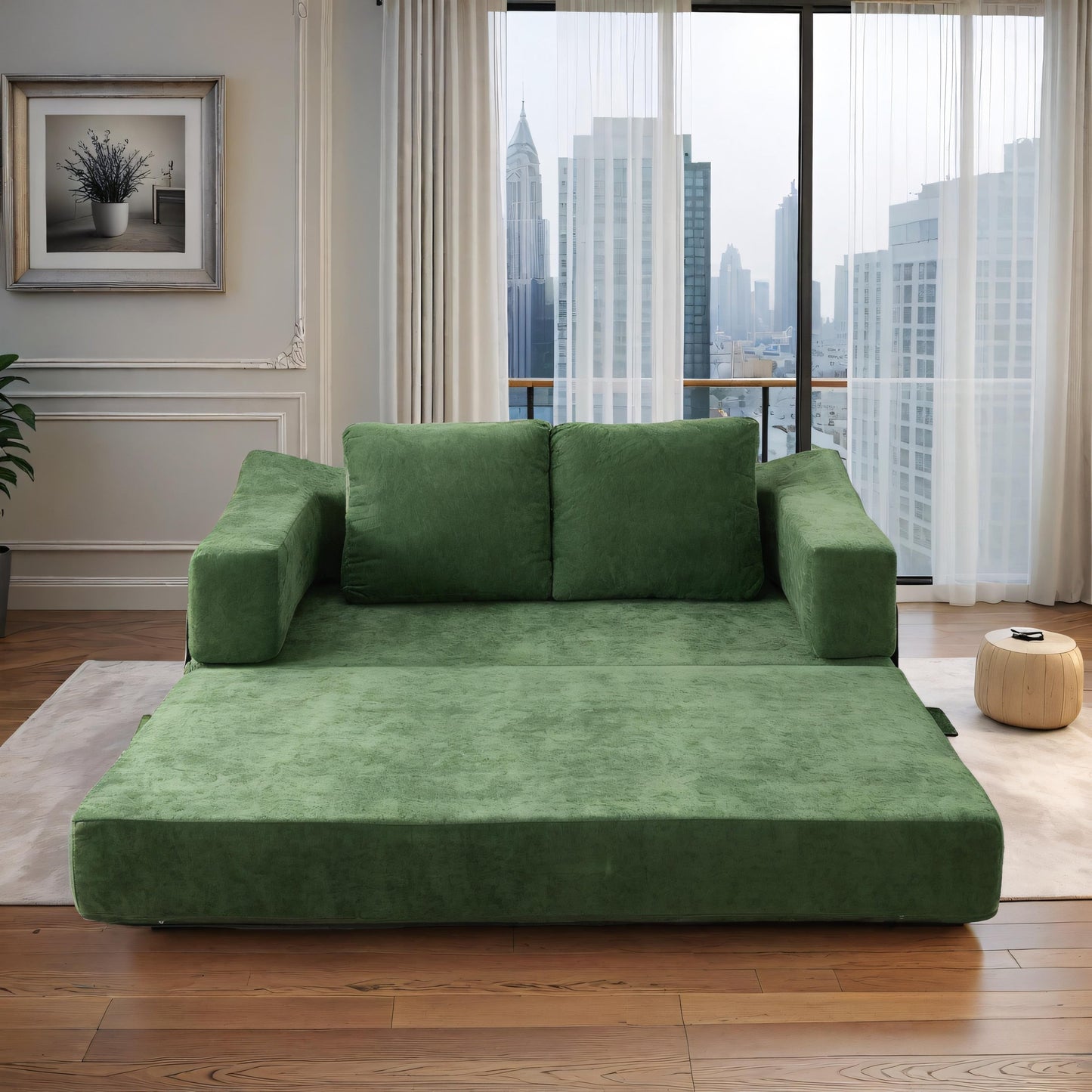 Divano letto trasformabile imbottito da 70,87 pollici, comodo divano letto trasformabile a forma di sedia per soggiorno, camera da letto, tessuto in chenille.