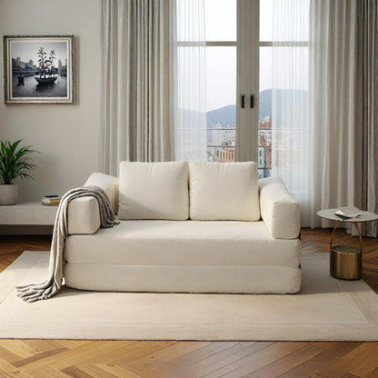 Divano letto trasformabile imbottito da 70,87 pollici, comodo divano letto trasformabile a forma di sedia per soggiorno, camera da letto, tessuto in chenille.