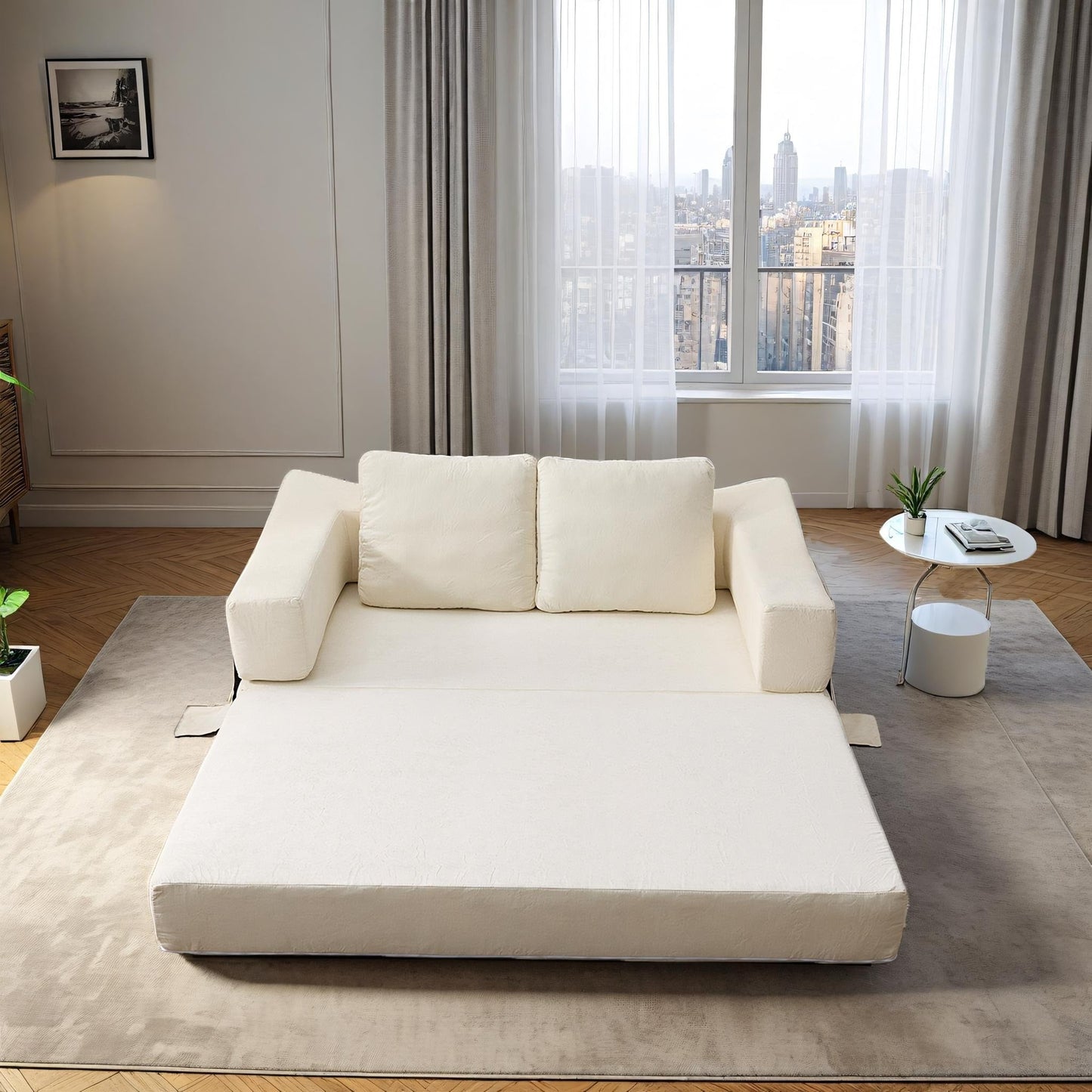 Divano letto trasformabile imbottito da 70,87 pollici, comodo divano letto trasformabile a forma di sedia per soggiorno, camera da letto, tessuto in chenille.