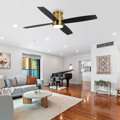 Ventilatore da soffitto a soffitto a corrente continua WINGBO da 44/52 pollici con luci e telecomando, 4 pale reversibili