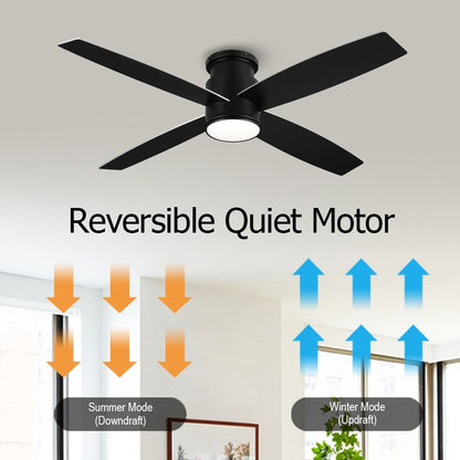 Ventilatore da soffitto a soffitto a corrente continua WINGBO da 44/52 pollici con luci e telecomando, 4 pale reversibili