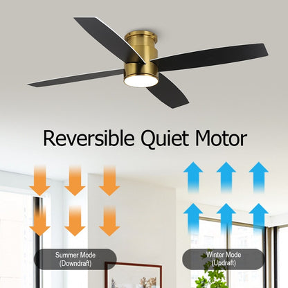 Ventilatore da soffitto a soffitto a corrente continua WINGBO da 44/52 pollici con luci e telecomando, 4 pale reversibili