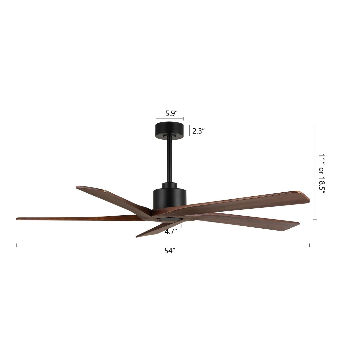 Ventilatore da soffitto interno WINGBO da 54 pollici con motore DC, senza luci - N/A