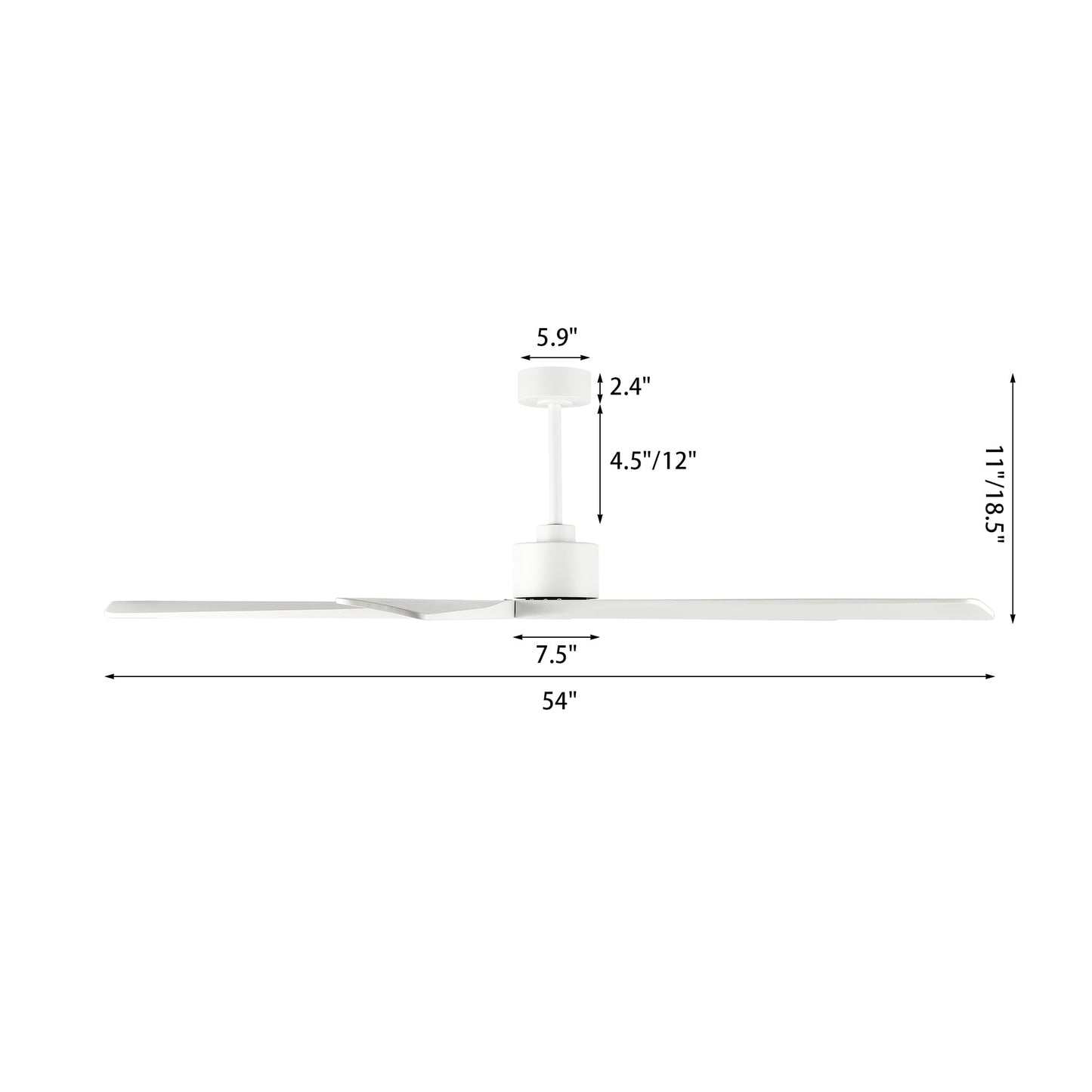 Ventilatore da soffitto interno WINGBO da 54 pollici con motore DC, senza luci - N/A